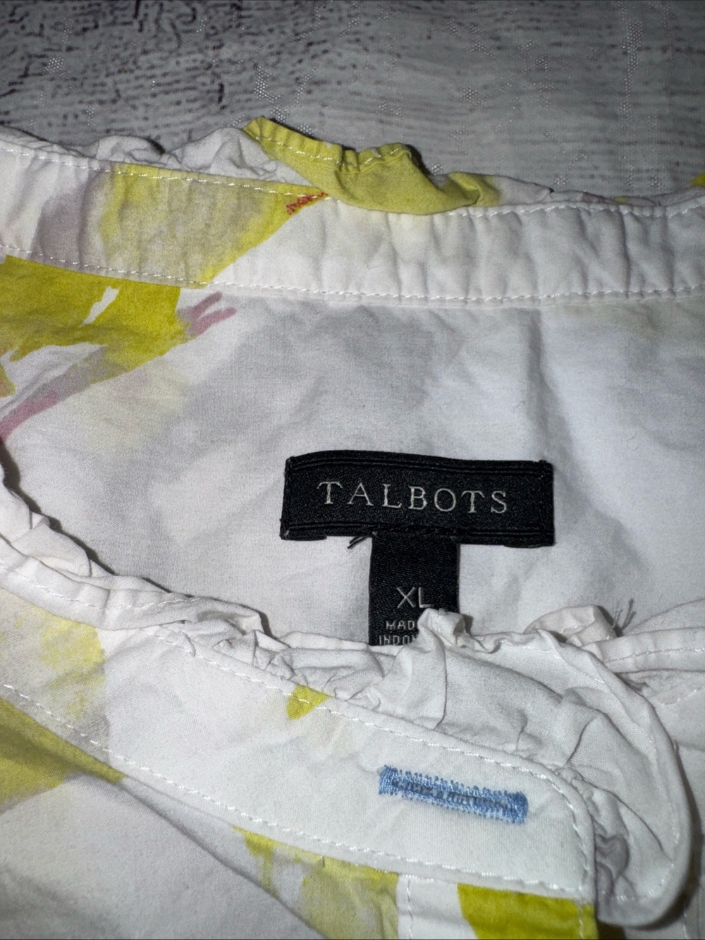 Talbots White Floral Top Shirt XL Cotton - Picture 2 of 2